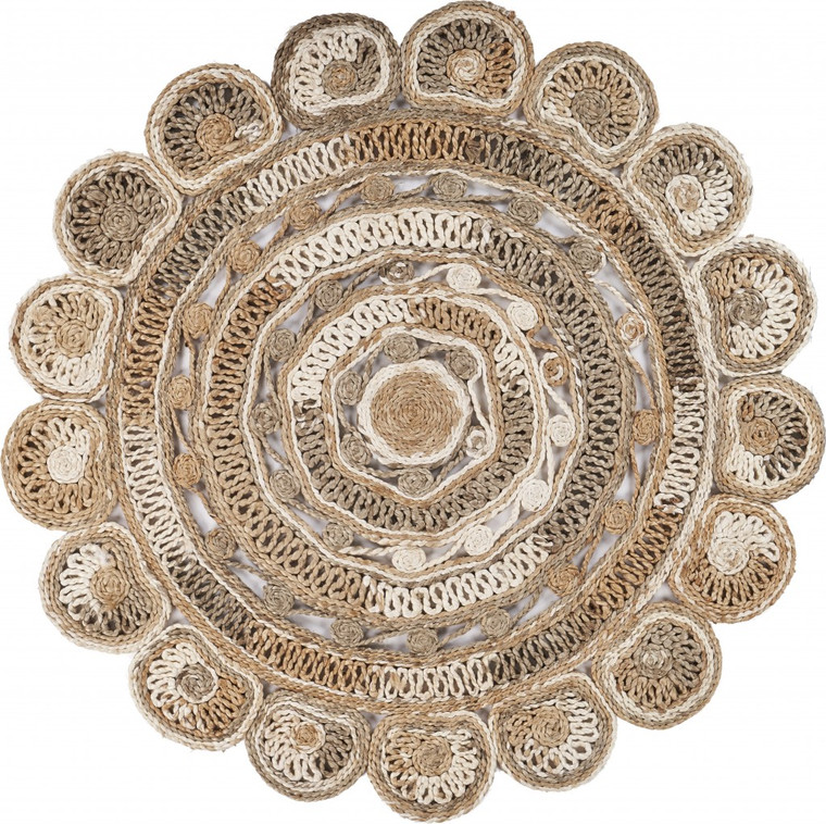 Homeroots Home Decor Daisy Geometric Multicolored Boutique Jute Rug