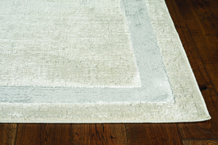 8'x11' Ivory Silver Machine Woven Bordered Indoor Area Rug - 4512822923772