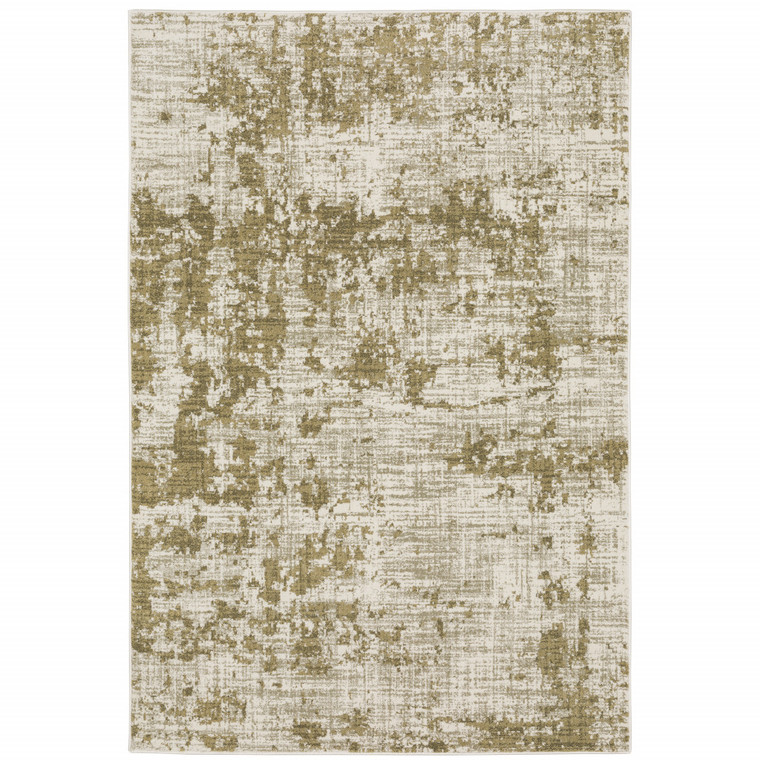 Homeroots Home Decor 6' x 9' Abstract Power Loom Stain Resistant Area Rug, Beige Gold and Grey