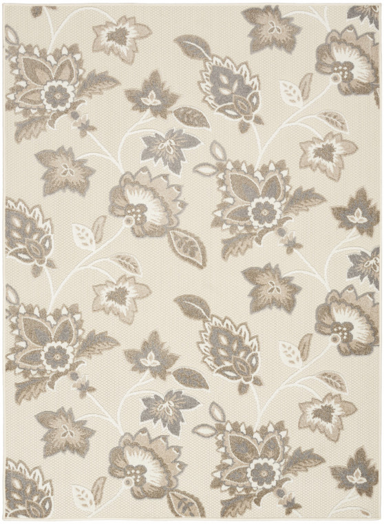 9' X 12' Beige Floral Stain Resistant Non Skid Area Rug - 606114568629