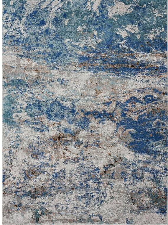 5’ x 8’ Blue and Gray Abstract Earth Area Rug - 808230061378