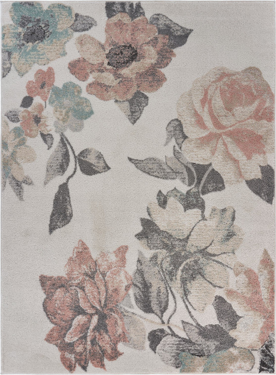 Homeroots Home Decor 8' x 10' Ivory Blooming Rose Area Rug
