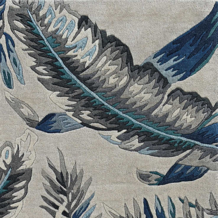 60" X 96" Grey or Blue Wool Rug - 4512822925318
