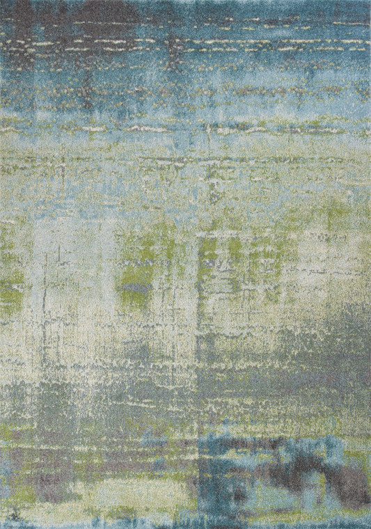 Homeroots Home Decor Abstract Brushstroke Indoor Area Rug, Blue Green, 7'x10' Machine Woven