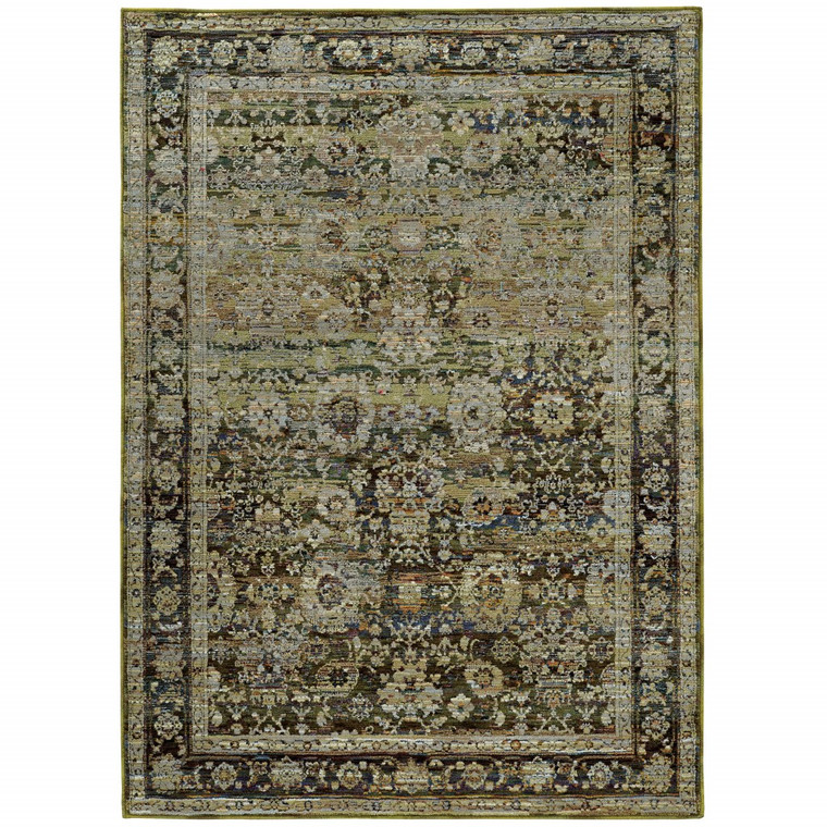 4'x6' Green and Brown Floral Area Rug - 4512822753157