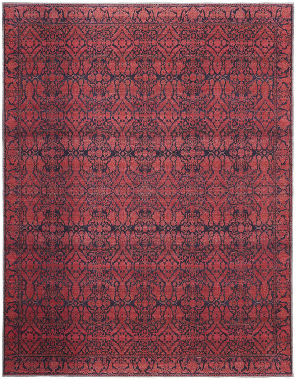 10' X 14' Red And Black Floral Power Loom Area Rug - 606114143475