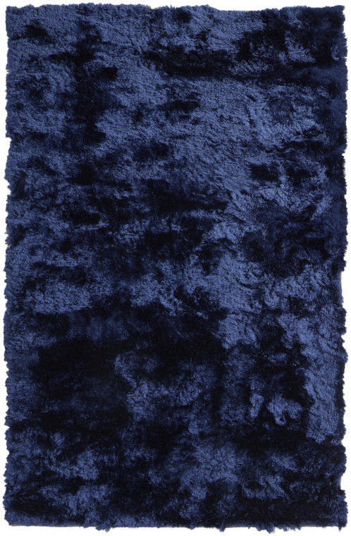8' X 10' Blue And Black Shag Tufted Handmade Area Rug - 606114088370