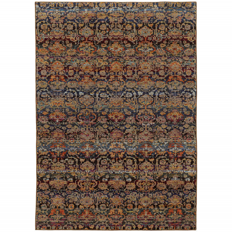 Homeroots Home Decor 5' x 7' Abstract Power Loom Stain Resistant Area Rug, Multi and Blue