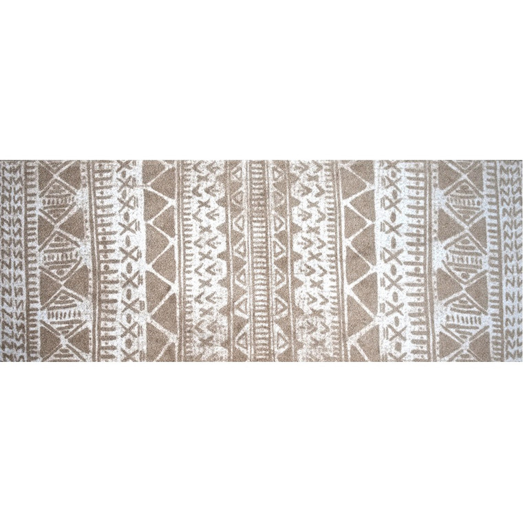 2' x 6' Sandy Tan and White Zigs and Zags Washable Runner Rug - 808230093881
