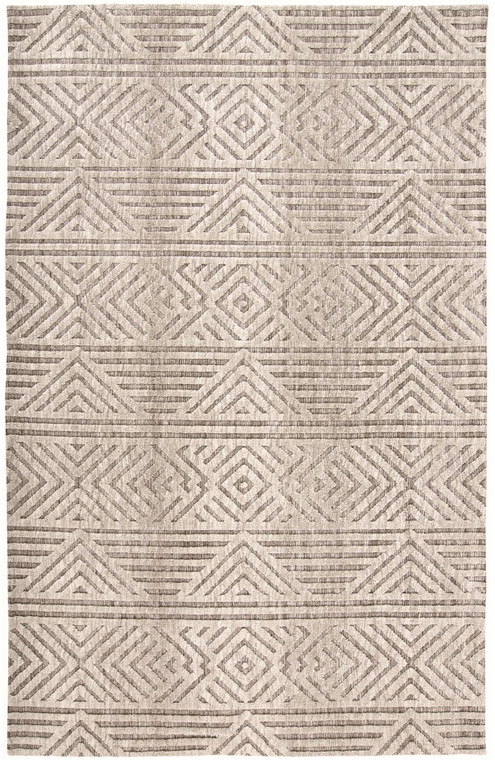 5' X 8' Tan Ivory And Brown Geometric Stain Resistant Area Rug - 606114115595