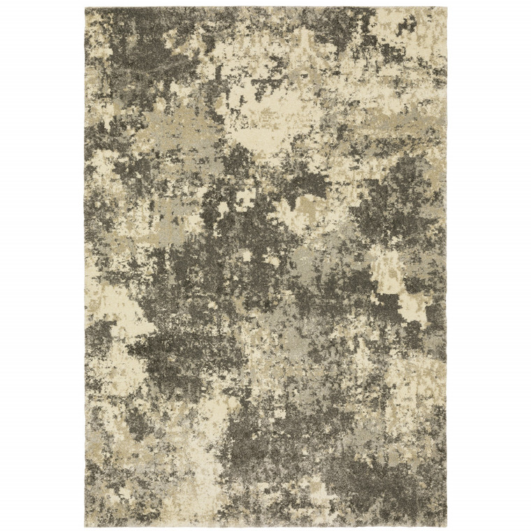 Homeroots Home Decor Charcoal Grey Beige and Tan Abstract Power Loom Stain Resistant Area Rug 5' x 8'