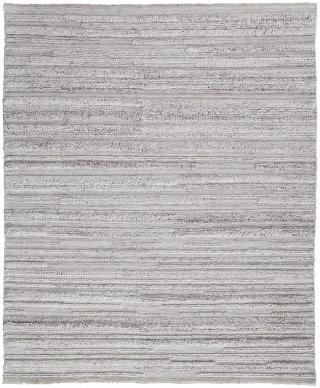 5' X 8' Ivory And Taupe Striped Hand Woven Stain Resistant Area Rug - 606114119791