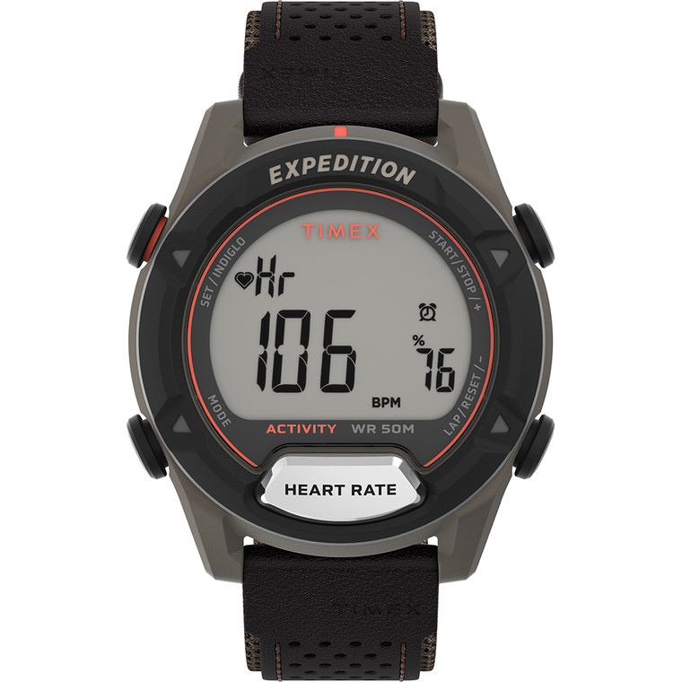 Timex Expedition Trailblazer Activity Tracker + HR - Brown Resin Case - Brown Leather w/Brown Fabric Strap - 194366271379