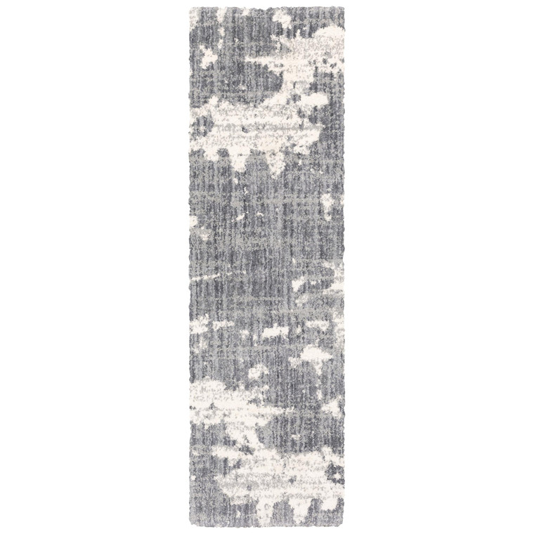 Homeroots Home Decor Grey Matter Runner Rug, Grey and Ivory, 2'x8'