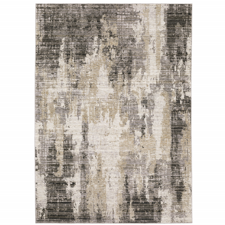 5' X 8' Gray And Beige Abstract Distressed Area Rug