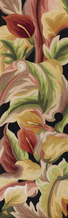 2' x 8' Black Lilies Wool Indoor Runner Rug - 4512822794952