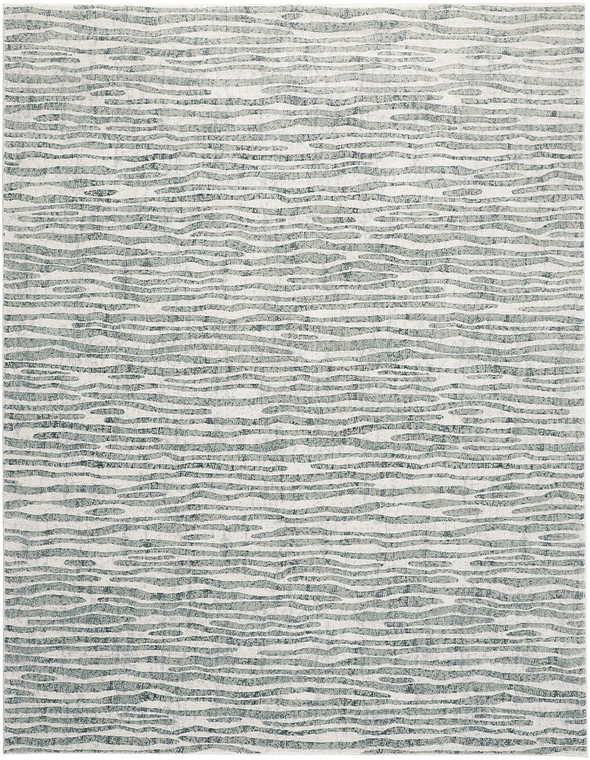 3' X 5' Gray Green And Ivory Striped Distressed Stain Resistant Area Rug
