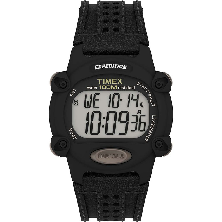 Timex Expedition Chrono 39mm Watch - Black Leather Strap - 194366146318