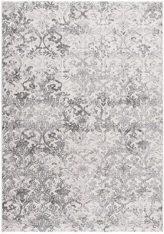 2' X 8' Cream Damask Power Loom Stain Resistant Area Rug - 606114462781