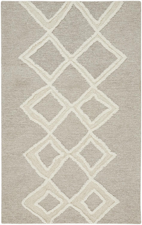 2' X 3' Gray And Ivory Wool Geometric Tufted Handmade Stain Resistant Area Rug - 606114120582