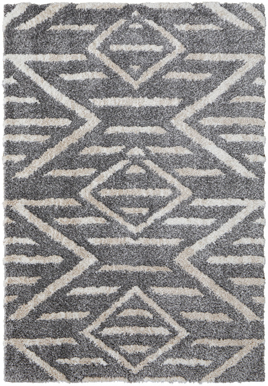 2' X 3' Gray And Ivory Geometric Power Loom Stain Resistant Area Rug - 606114136507