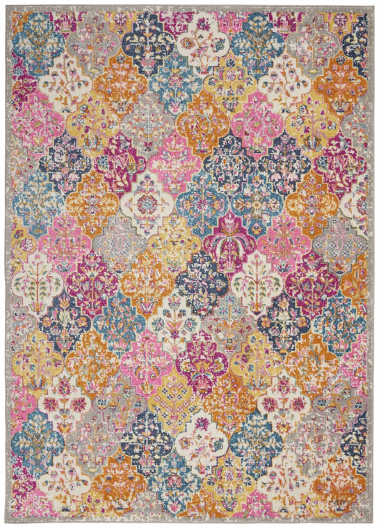 Homeroots Home Decor Muted Brights Floral Diamond Area Rug, 5 x 7 Inch