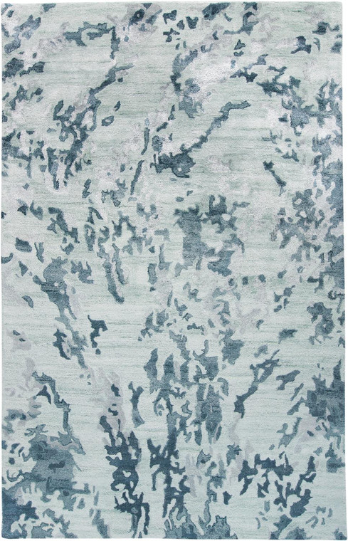 2' X 3' Blue Green And Silver Abstract Tufted Handmade Area Rug - 606114115472