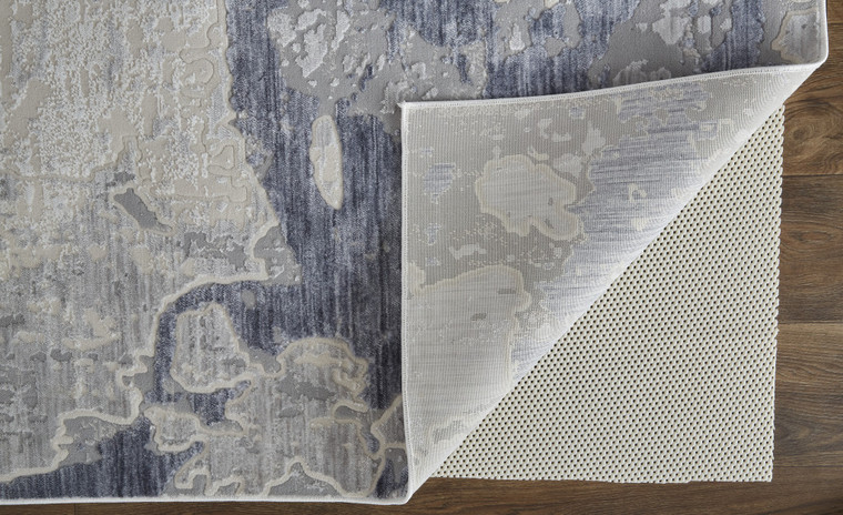 2' X 3' Ivory And Blue Abstract Power Loom Distressed Area Rug - 606114133544