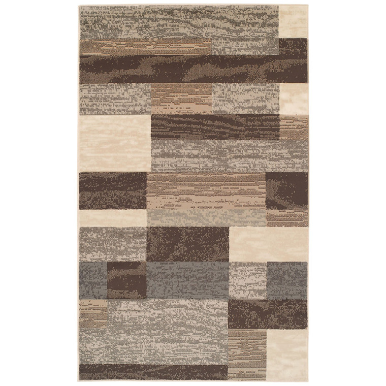 6' X 9' Beige Slate Gray And Brown Patchwork Area Rug