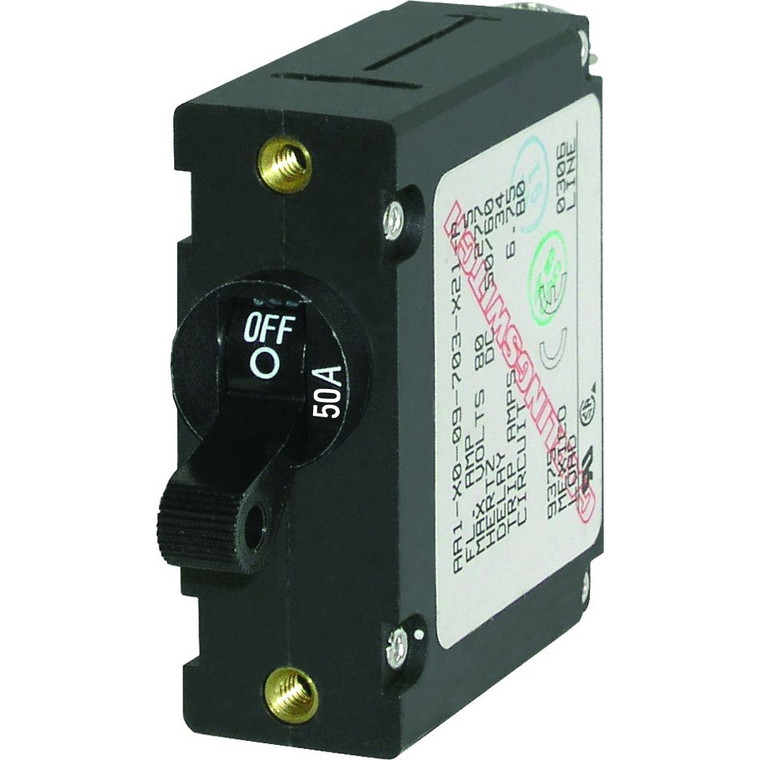 Blue Sea 7228 AC / DC Single Pole Magnetic World Circuit Breaker  -  50 Amp - 632085072285