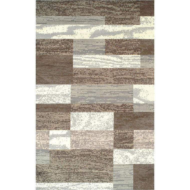 5' X 8' Blue And Ivory Patchwork Area Rug