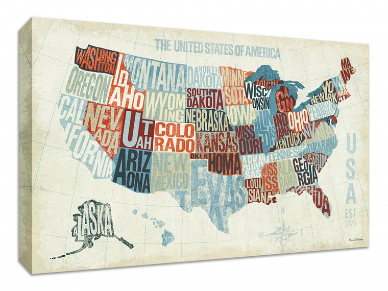 Usa Modern Blue 7 Wrapped Canvas Print Wall Art - 606114164913