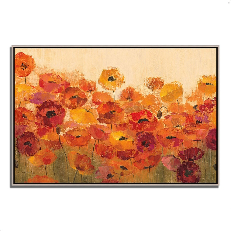 Summer Poppies 18 Silver Wrapped Canvas Print Wall Art - 606114235545