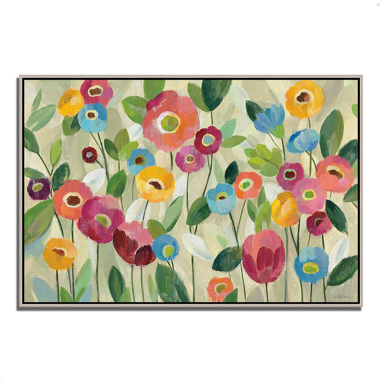 Fairy Tale Flowers V Silver Wrapped Canvas Print Wall Art - 606114240815