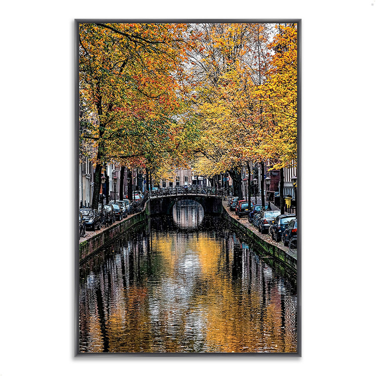 Canal Reflections 6 Black Wrapped Canvas Print Wall Art - 606114232155