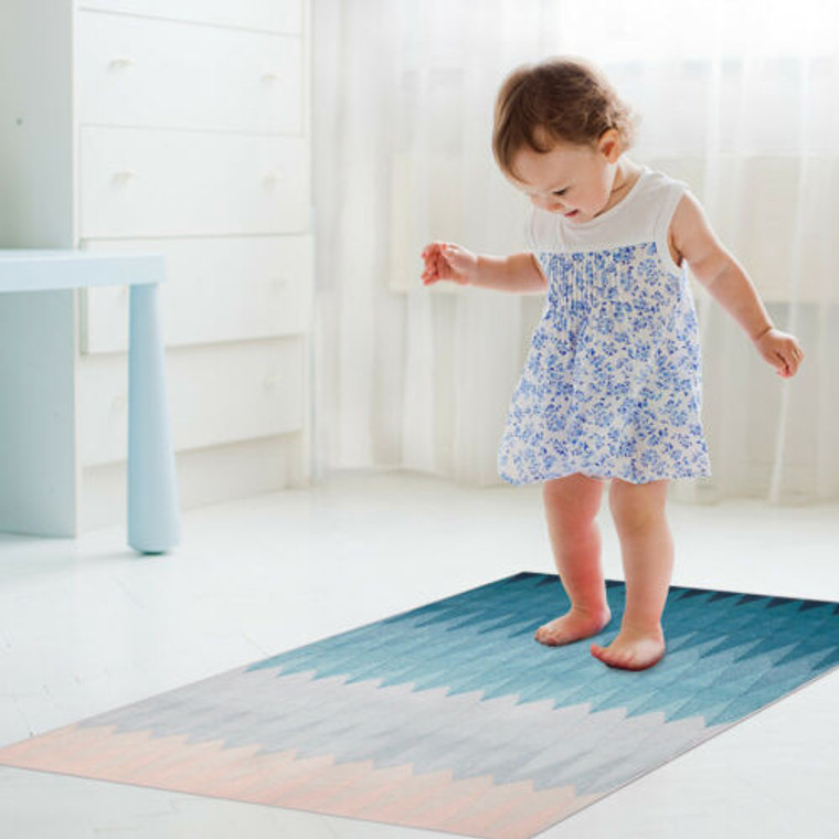 3' X 4' Shades Of Blue Geometric Non Skid Area Rug - 4512839592183
