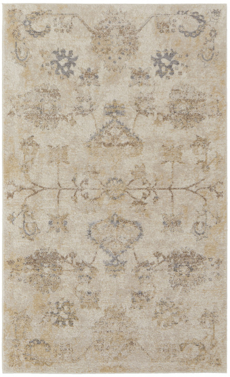 4' X 6' Ivory And Gray Abstract Power Loom Distressed Area Rug - 606114125273