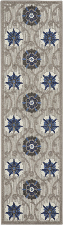2’ x 6’ Gray and Blue Indoor Outdoor Runner Rug - 4512822812441