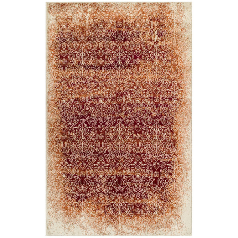 5' X 8' Orange Medallion Stain Resistant Area Rug - 606114025818