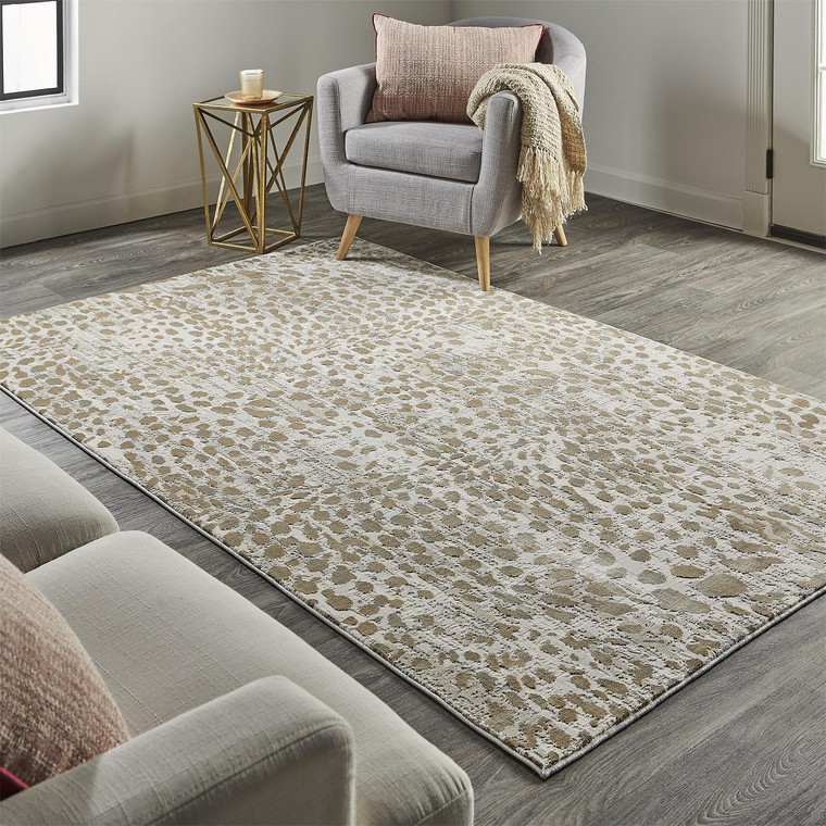 2' X 3' Brown And Ivory Abstract Stain Resistant Area Rug - 606114111054