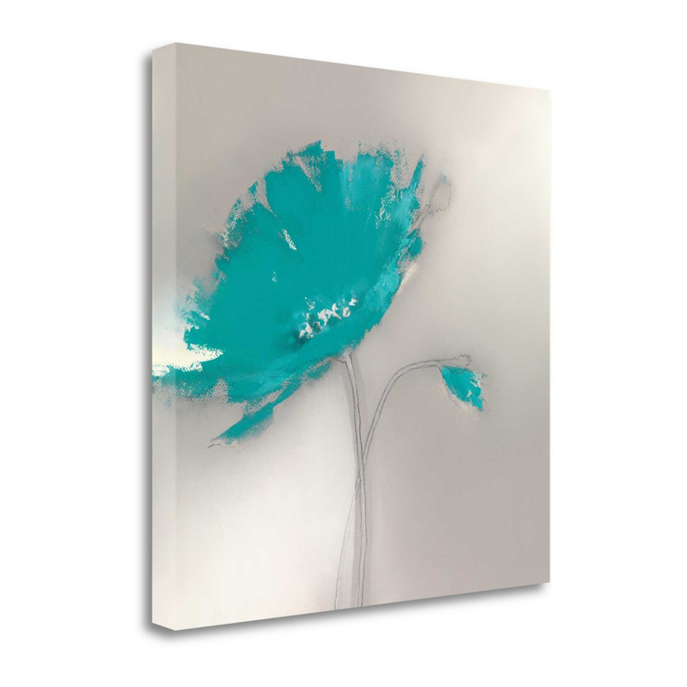 Aqua Platinum Petals I Wrapped Canvas Print Living Room Wall Art - 606114219347