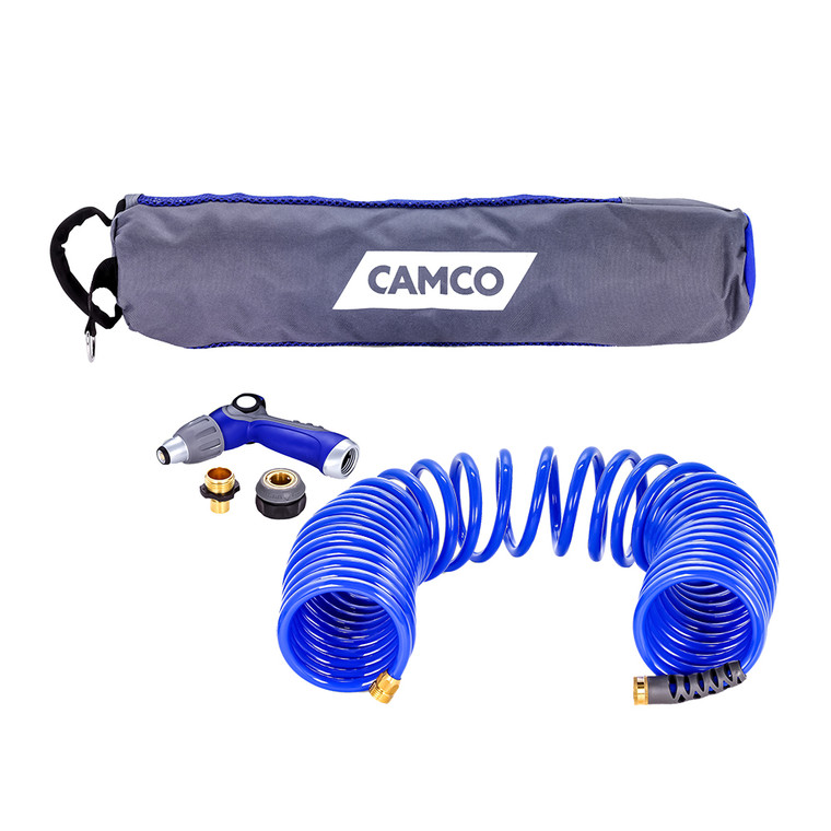 Camco 40' Coiled Hose & Spray Nozzle Kit - 014717419826