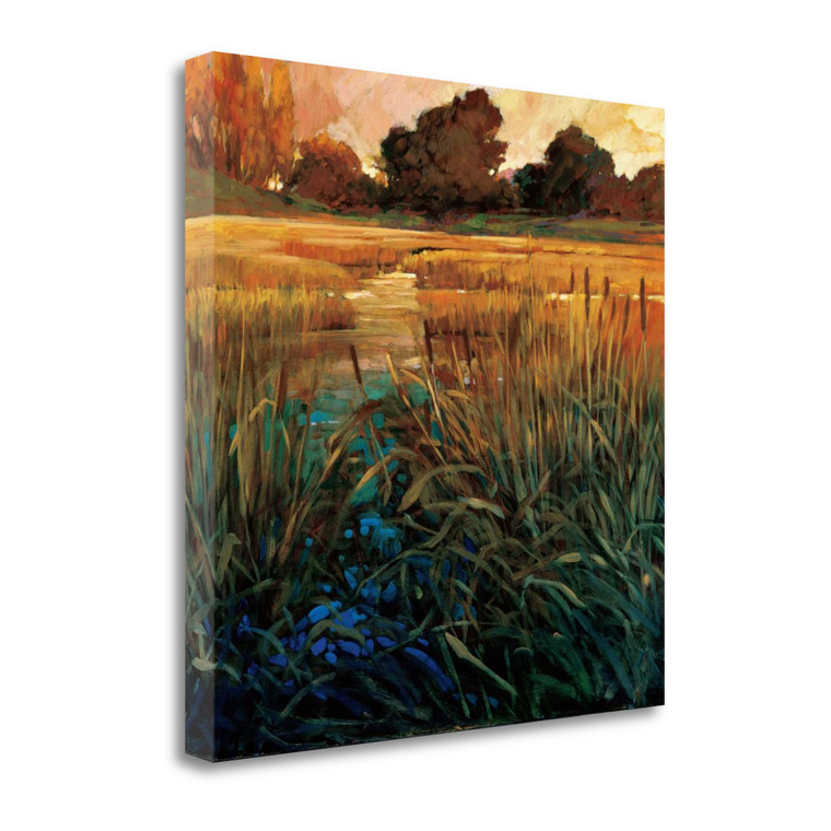 Golden Creek 1 Wrapped Canvas Print Living Room Wall Art - 606114244196