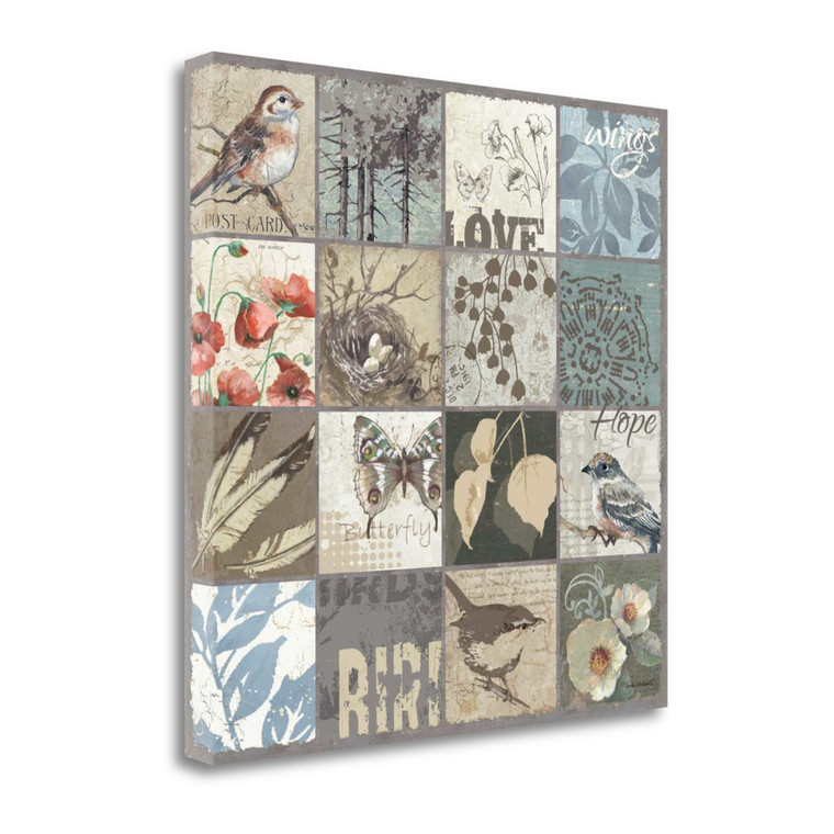 Bird 16 Patch 2 Wrapped Canvas Print Wall Art - 606114337928
