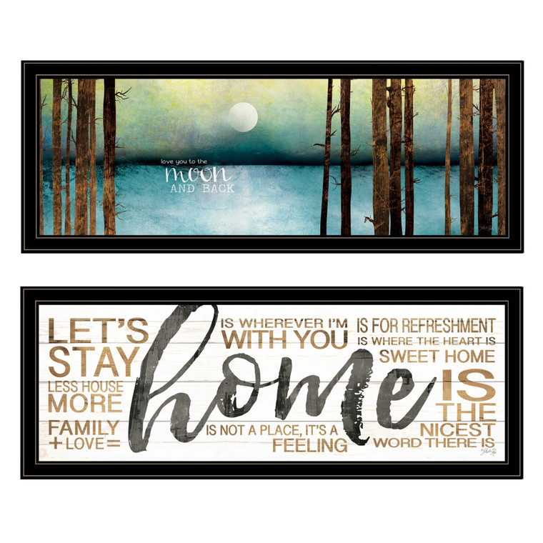 Homeroots Home Decor Set Of Two Love Or Home 1 Black Framed Print Wall Art, Black