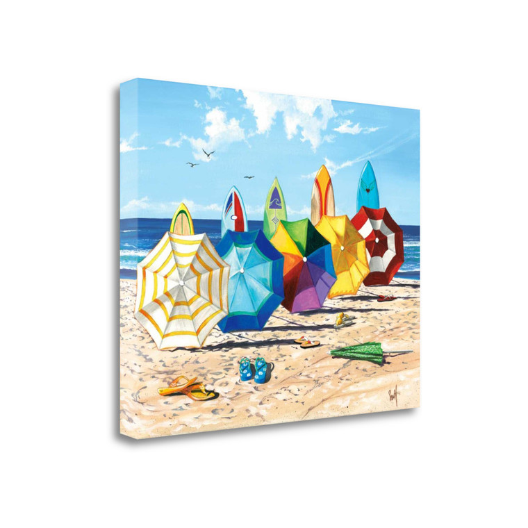 28" Bright Surfboards and Beach Umbrellas Gallery Wrap Canvas Wall Art - 606114311522