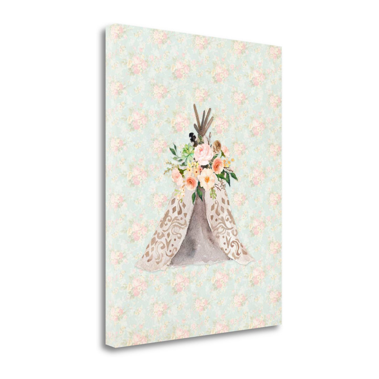 Teepee On Floral 2 Wrapped Canvas Print Living Room Wall Art - 606114396260
