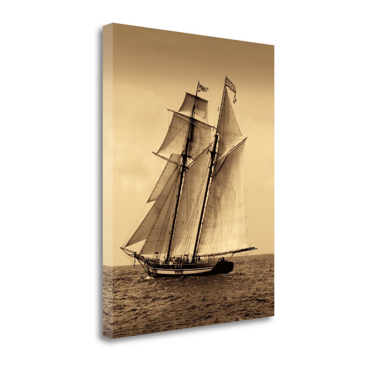 22" Sailing the Dramatic Seas Sepia Tone Giclee Wrap Canvas Wall Art - 606114079033