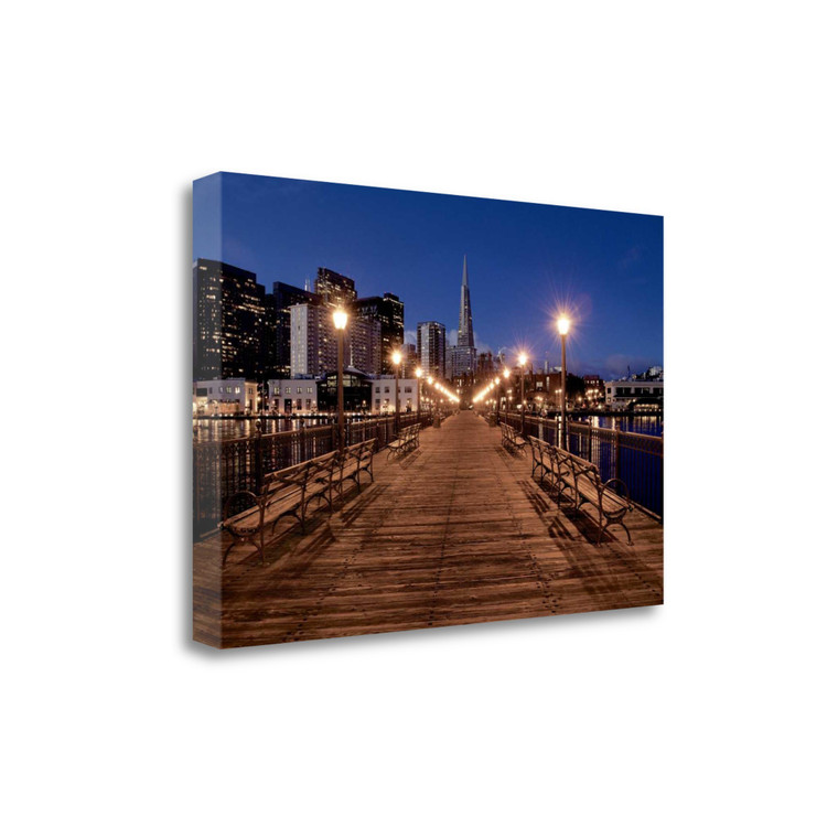 28" Modern Wood Pier by the City Gallery Wrap Canvas Wall Art - 606114244042
