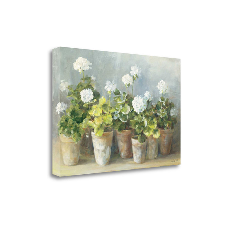 White Geraniums 4 Wrapped Canvas Print Living Room Wall Art - 606114437239